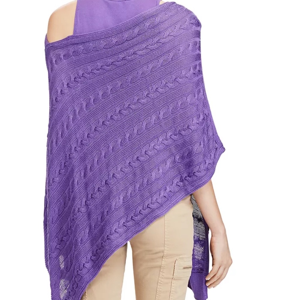 Lauren Ralph Lauren Cable-Knit Poncho size L XL Like New - Picture 2 of 8